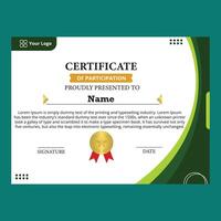 Elegant Certificate Template with Green Frame and Abstract Side vector