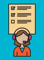 illustration of a customer support representative wearing a headset with a checklist, symbolizing service, productivity, and task management in a clean and modern design vector