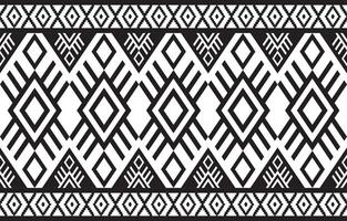 A bold black and white geometric pattern with tribal or ethnic motifs, suitable for textile designs, borders, or backgrounds. vector