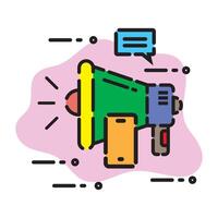 illustration of a colorful megaphone with a speech bubble, symbolizing communication, marketing, and announcements in a modern and vibrant design. vector