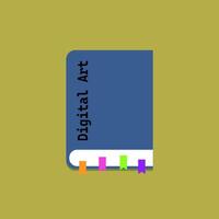 A simple, colorful illustration of a closed book with bookmarks, suitable for use as an icon or graphic element in educational or learning-related projects. vector