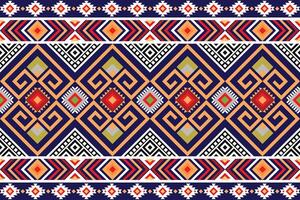 Vibrant geometric pattern inspired by tribal motifs with bold shapes, spirals, and interlocking diamonds. This seamless decorative design is perfect for textiles, backgrounds, and digital art. vector