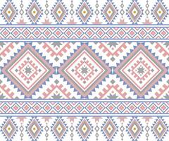 Colorful seamless tribal pattern with geometric diamond shapes and ethnic motifs in a modern flat style vector