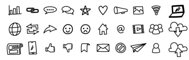 social media doodle hand drawing sketch messy like share button vector
