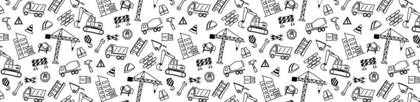 construction doodle pattern background architect engineer civil work vector