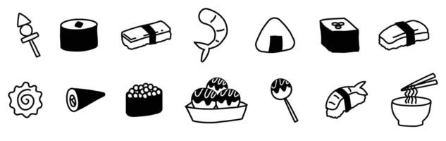 japanese food doodle hand drawing icon sketch vector
