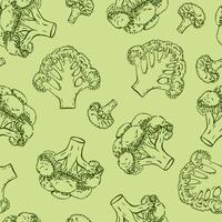 Seamless pattern with broccoli. Hand drawn illustration vector