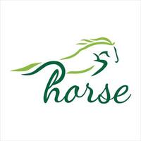 Elegant Green Horse Logo Design with Flowing Lines and Typography a Symbol of Graceful Movement and Equestrian Excellence for Branding and Marketing Purposes vector