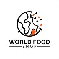 Whimsical World Food Shop Logo with Bite Taken and Smiling Face Expressing a Fun and Appetizing Global Culinary Experience Catering to Foodies Everywhere vector
