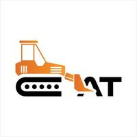 Unique Machinery Brand Icon Featuring a Bulldozer and Bold Lettering, Representing Heavy Equipment and Construction Industries, Modern Logo Design with a Distinctive Visual Identity vector