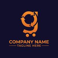 Modern Recycling Company Logo with Shopping Cart and Arrow Design in Orange vector