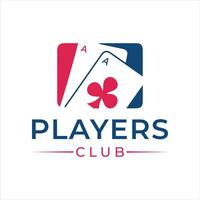 Elegant Players Club Logo Featuring Ace Cards Design Showcasing a Modern and Stylish Gaming Community Symbol Perfect for Casino Events and Online Gaming Platforms Branding Identity vector