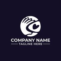 Elegant Logo Design Featuring a Caring Hand and Heart Symbol Encircling the Globe A Symbol of Compassion Love and Global Reach for a Charitable Organization vector