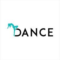 Dance Logo Design Featuring a Turquoise Silhouette of a Dancer Leaning Backwards with her Arms Extended, Seamlessly Integrated with Bold Black Text Spelling the Word Dance vector