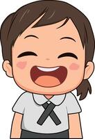 Joyful cartoon girl laughing heartily, perfect for happy moments, celebrations, or positive feedback. Spreads cheer instantly vector