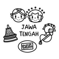 Set Of Hand-Drawn Central Java Culture Doodle Icons vector