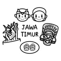 Set Of Hand-Drawn East Java Culture Doodle Icons vector