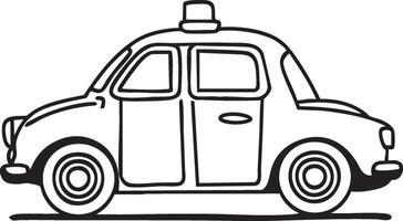 Minimalist black and white taxi outline. Suitable for background templates, mobile app screens, website landing pages, graphic design projects, and branding materials vector