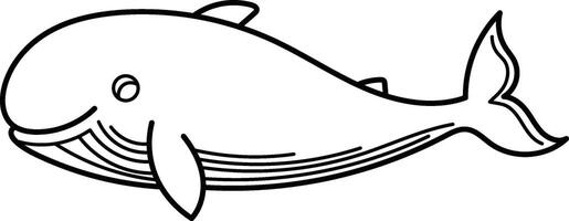 Whale outline in black and white, elegant and sleek design. Perfect for logos, prints, coloring book for kids, and nature themed projects vector