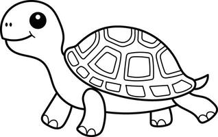 Cute cartoon turtle. Suitable for children's books, educational materials, logos, animations, and nature themed designs. Bright colors and friendly appearance vector