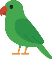 Cute parrot with vibrant green feathers and orange feet suitable for tropical designs, nature themed projects, and colorful bird illustrations vector