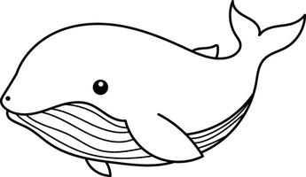 Simple whale line drawing, suitable for children's book illustrations, ocean themed designs, and educational materials for all ages vector