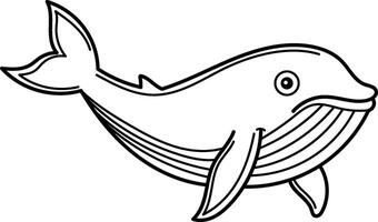 Simple line drawing of a whale, suitable for ocean themed designs, educational materials, and childrens illustrations. Perfect for young audiences vector