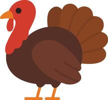 Cute turkey bird suitable for Thanksgiving, fall, farm, and holiday designs, with a charming smile and bright eyes. Perfect for seasonal graphics vector