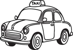 Minimalist black and white taxi outline. Suitable for illustrating unavailability, transportation, urban scenes, or concepts related to absence or downtime vector