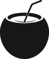 Art of coconut drink with straw isolated on white background vector