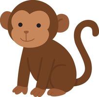 Cute monkey sits playfully on a pristine white background. Suitable for children's books, wildlife blogs, and animal themed designs vector