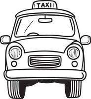 Minimalist black and white taxi outline. Ideal for app icons and dark themed graphic projects. Suitable for crafting sleek design elements vector