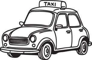 Minimalist black and white taxi outline. suitable for transportation, travel, urban, empty, and mysterious concepts vector