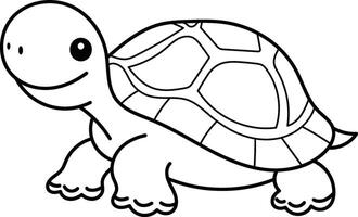 Turtle line art suitable for coloring books, educational materials, conservation graphics, and logo design in nature themed projects vector