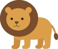 Cute lion with a fluffy brown mane suitable for children's books, nursery decorations, educational materials, and wildlife conservation campaigns vector