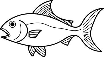 Tuna fish depicted in a sleek black line drawing, ideas for seafood related designs, culinary materials, or aquatic themed projects vector
