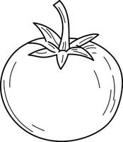 Simple line drawing of a tomato suitable for recipes, food blogs, kitchen decor, menu designs, and gardening resources for a classic touch vector