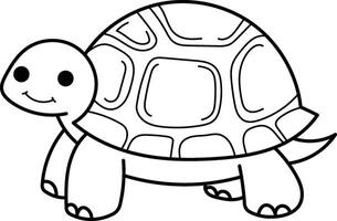 Simple line drawing of a smiling turtle, suitable for childrens books, educational materials, and wildlife conservation campaigns. Unique and delightful illustration vector