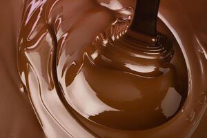 pouring chocolate background. cocoa syrup flowing forming ripples photo