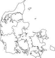 Map of Denmark with Regions and Borders vector