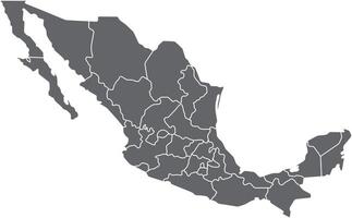 Map of Mexico with States and Borders vector