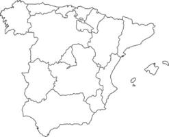 Map of Spain with Regions and Borders vector