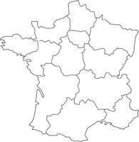 Map of France with Regions and Borders vector