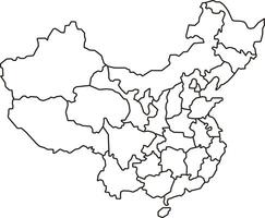 Map of China with Provinces and Borders vector