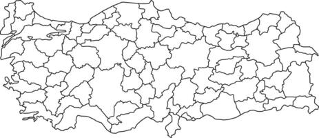 Map of Turkey with Provinces and Borders vector