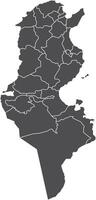Map of Tunisia with Governorates and Borders vector