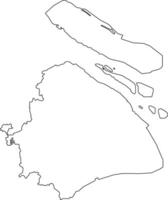 Map of Shanghai with Districts and Roads vector