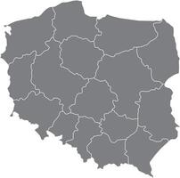 Map of Poland with Voivodeships and Borders vector