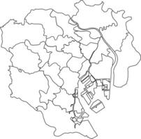 Map of Tokyo with Districts and Landmarks vector