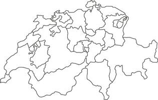Map of Switzerland with Cantons and Borders vector